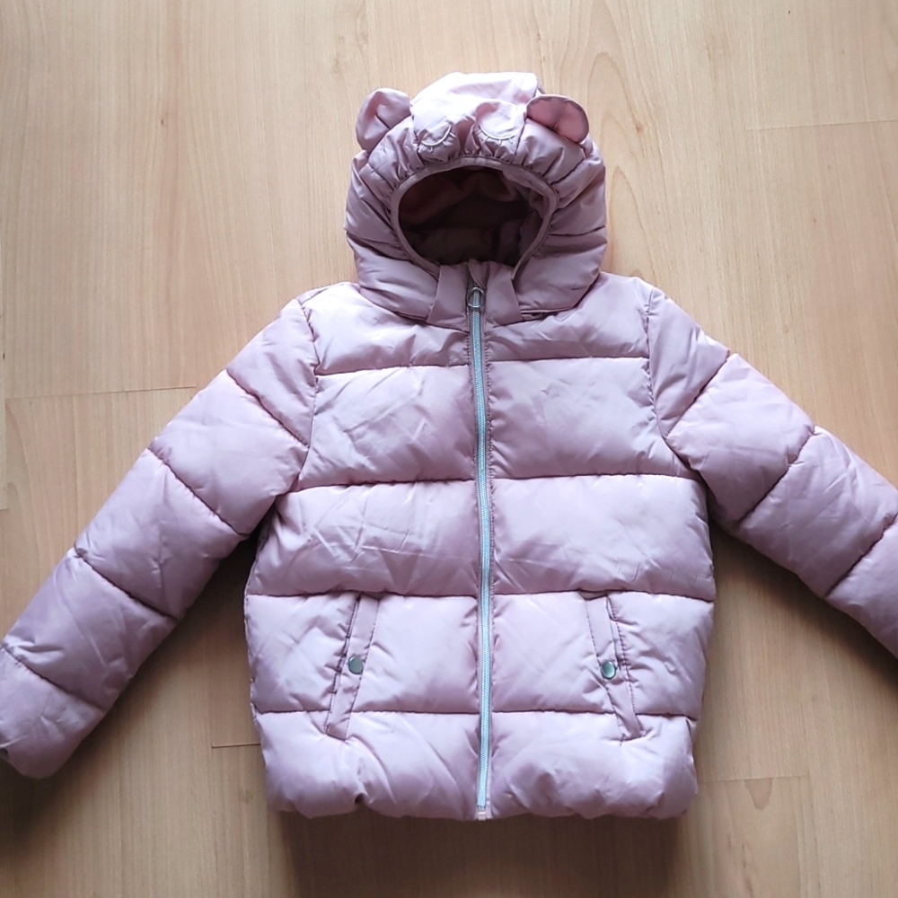 H&M Pink Bear Parka sz 9-10y Like New
